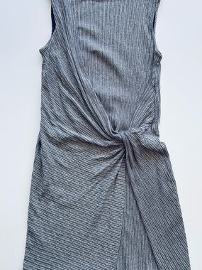 MM Lafleur Gray Ribbed Twist-Front short Dress